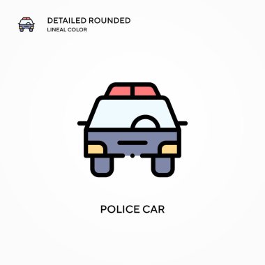 Polis arabası vektör ikonu. Modern vektör illüstrasyon kavramları. Düzenlemesi ve kişiselleştirmesi kolay.