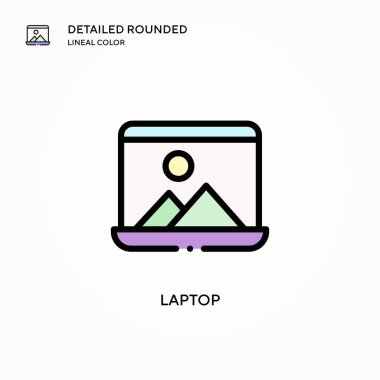 Laptop vektör simgesi. Modern vektör illüstrasyon kavramları. Düzenlemesi ve kişiselleştirmesi kolay.