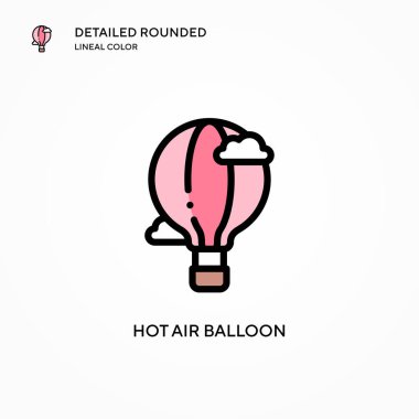 Sıcak hava balonu vektör simgesi. Modern vektör illüstrasyon kavramları. Düzenlemesi ve kişiselleştirmesi kolay.