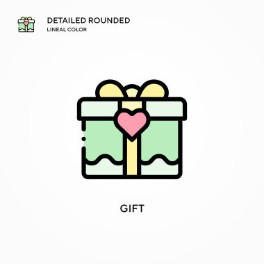 Hediye vektör simgesi. Modern vektör illüstrasyon kavramları. Düzenlemesi ve kişiselleştirmesi kolay.