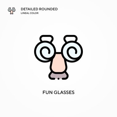 Eğlenceli gözlük vektör ikonu. Modern vektör illüstrasyon kavramları. Düzenlemesi ve kişiselleştirmesi kolay.