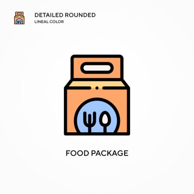 Yiyecek paketi vektör simgesi. Modern vektör illüstrasyon kavramları. Düzenlemesi ve kişiselleştirmesi kolay.