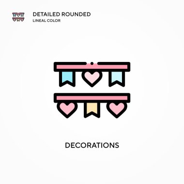 Dekorasyon vektör simgesi. Modern vektör illüstrasyon kavramları. Düzenlemesi ve kişiselleştirmesi kolay.