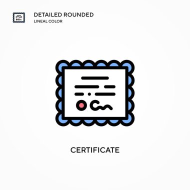 Sertifika vektör simgesi. Modern vektör illüstrasyon kavramları. Düzenlemesi ve kişiselleştirmesi kolay.