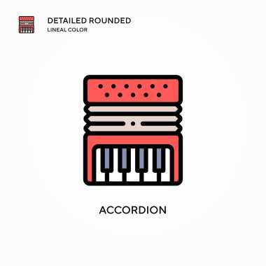 Akordiyon vektör simgesi. Modern vektör illüstrasyon kavramları. Düzenlemesi ve kişiselleştirmesi kolay.