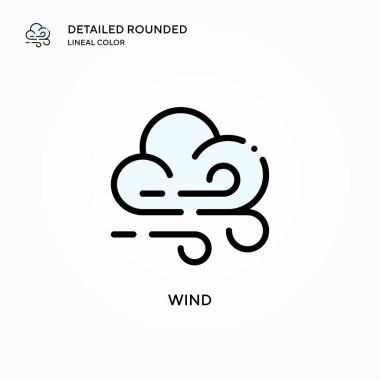 Rüzgar vektör simgesi. Modern vektör illüstrasyon kavramları. Düzenlemesi ve kişiselleştirmesi kolay.
