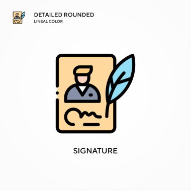 İmza vektör simgesi. Modern vektör illüstrasyon kavramları. Düzenlemesi ve kişiselleştirmesi kolay.