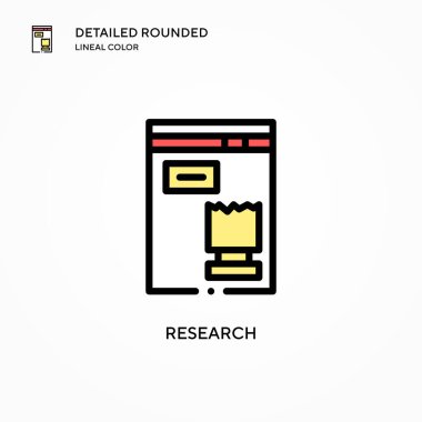 Araştırma vektör simgesi. Modern vektör illüstrasyon kavramları. Düzenlemesi ve kişiselleştirmesi kolay.