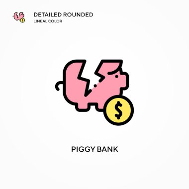 Domuz kumbarası vektör ikonu. Modern vektör illüstrasyon kavramları. Düzenlemesi ve kişiselleştirmesi kolay.