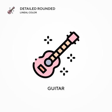 Gitar vektör simgesi. Modern vektör illüstrasyon kavramları. Düzenlemesi ve kişiselleştirmesi kolay.