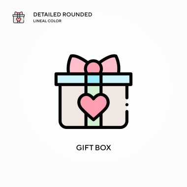 Hediye kutusu vektör simgesi. Modern vektör illüstrasyon kavramları. Düzenlemesi ve kişiselleştirmesi kolay.