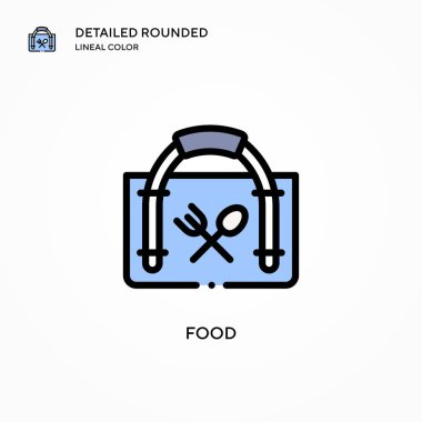 Yiyecek vektör simgesi. Modern vektör illüstrasyon kavramları. Düzenlemesi ve kişiselleştirmesi kolay.