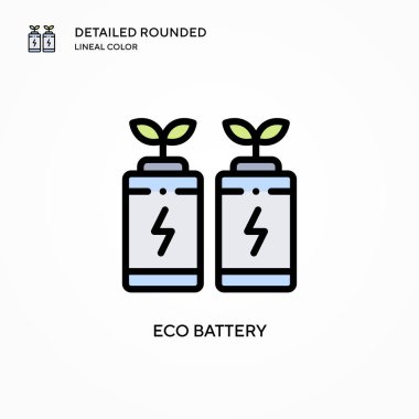 Eko batarya vektör simgesi. Modern vektör illüstrasyon kavramları. Düzenlemesi ve kişiselleştirmesi kolay.