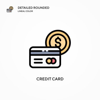 Kredi kartı vektör simgesi. Modern vektör illüstrasyon kavramları. Düzenlemesi ve kişiselleştirmesi kolay.