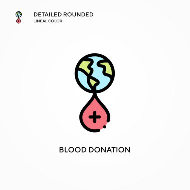 Kan bağışı vektör ikonu. Modern vektör illüstrasyon kavramları. Düzenlemesi ve kişiselleştirmesi kolay.