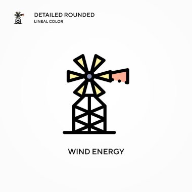 Rüzgar enerjisi vektör simgesi. Modern vektör illüstrasyon kavramları. Düzenlemesi ve kişiselleştirmesi kolay.