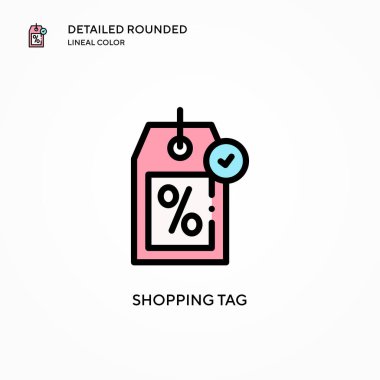 Alışveriş etiketi vektör simgesi. Modern vektör illüstrasyon kavramları. Düzenlemesi ve kişiselleştirmesi kolay.