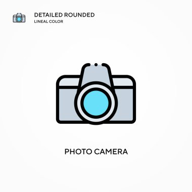 Fotoğraf makinesi vektör simgesi. Modern vektör illüstrasyon kavramları. Düzenlemesi ve kişiselleştirmesi kolay.