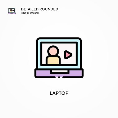 Laptop vektör simgesi. Modern vektör illüstrasyon kavramları. Düzenlemesi ve kişiselleştirmesi kolay.