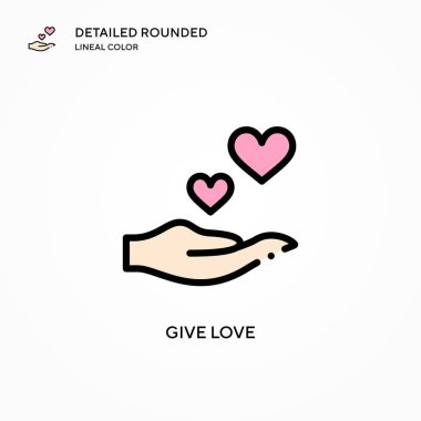 Aşk vektör simgesi ver. Modern vektör illüstrasyon kavramları. Düzenlemesi ve kişiselleştirmesi kolay.