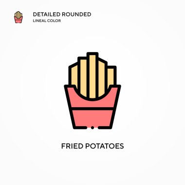 Kızarmış patates vektör ikonu. Modern vektör illüstrasyon kavramları. Düzenlemesi ve kişiselleştirmesi kolay.
