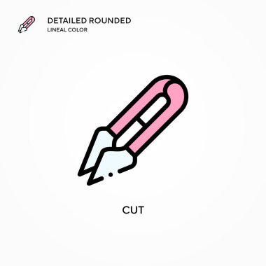 Vektör simgesini kes. Modern vektör illüstrasyon kavramları. Düzenlemesi ve kişiselleştirmesi kolay.