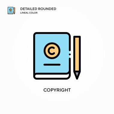 Telif hakkı vektör simgesi. Modern vektör illüstrasyon kavramları. Düzenlemesi ve kişiselleştirmesi kolay.