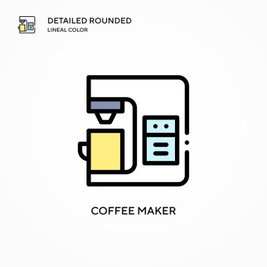 Kahve makinesi vektör ikonu. Modern vektör illüstrasyon kavramları. Düzenlemesi ve kişiselleştirmesi kolay.