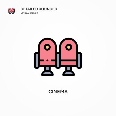 Sinema vektör simgesi. Modern vektör illüstrasyon kavramları. Düzenlemesi ve kişiselleştirmesi kolay.