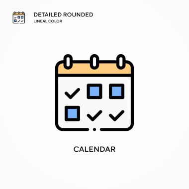 Takvim vektör simgesi. Modern vektör illüstrasyon kavramları. Düzenlemesi ve kişiselleştirmesi kolay.