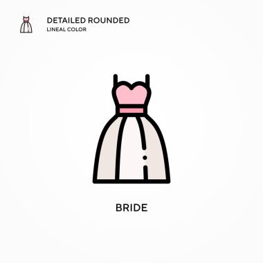 Gelin vektör simgesi. Modern vektör illüstrasyon kavramları. Düzenlemesi ve kişiselleştirmesi kolay.