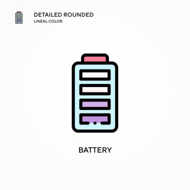 Batarya vektör simgesi. Modern vektör illüstrasyon kavramları. Düzenlemesi ve kişiselleştirmesi kolay.