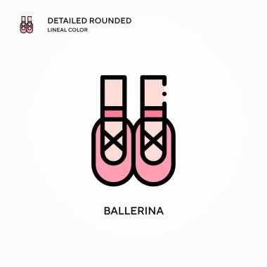 Balerin vektör simgesi. Modern vektör illüstrasyon kavramları. Düzenlemesi ve kişiselleştirmesi kolay.