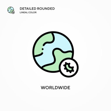 Dünya çapında vektör simgesi. Modern vektör illüstrasyon kavramları. Düzenlemesi ve kişiselleştirmesi kolay.