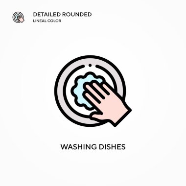 Bulaşık yıkama vektör simgesi. Modern vektör illüstrasyon kavramları. Düzenlemesi ve kişiselleştirmesi kolay.