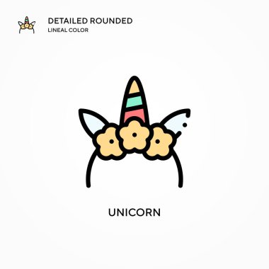 Tek boynuzlu at vektör simgesi. Modern vektör illüstrasyon kavramları. Düzenlemesi ve kişiselleştirmesi kolay.