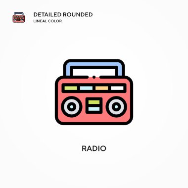 Radyo vektör simgesi. Modern vektör illüstrasyon kavramları. Düzenlemesi ve kişiselleştirmesi kolay.