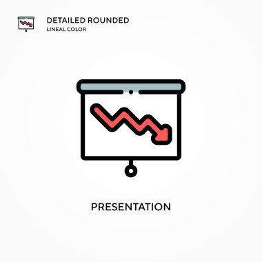 Sunum vektör simgesi. Modern vektör illüstrasyon kavramları. Düzenlemesi ve kişiselleştirmesi kolay.