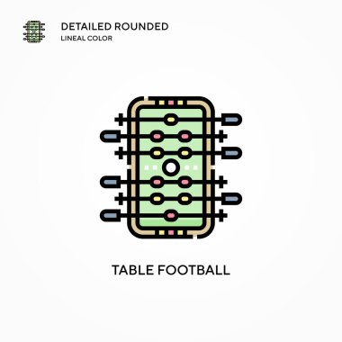 Masa futbolu vektör simgesi. Modern vektör illüstrasyon kavramları. Düzenlemesi ve kişiselleştirmesi kolay.