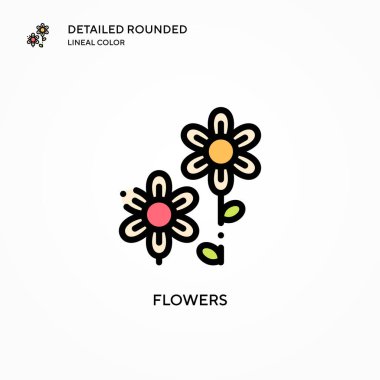 Çiçek vektör simgesi. Modern vektör illüstrasyon kavramları. Düzenlemesi ve kişiselleştirmesi kolay.