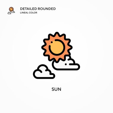 Güneş vektör simgesi. Modern vektör illüstrasyon kavramları. Düzenlemesi ve kişiselleştirmesi kolay.