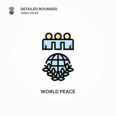 Dünya barış vektörü ikonu. Modern vektör illüstrasyon kavramları. Düzenlemesi ve kişiselleştirmesi kolay.