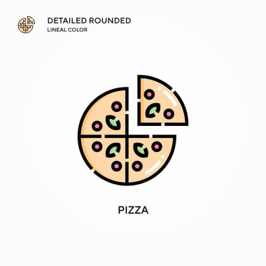 Pizza vektör simgesi. Modern vektör illüstrasyon kavramları. Düzenlemesi ve kişiselleştirmesi kolay.