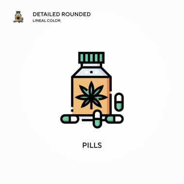 İlaç vektör ikonu. Modern vektör illüstrasyon kavramları. Düzenlemesi ve kişiselleştirmesi kolay.