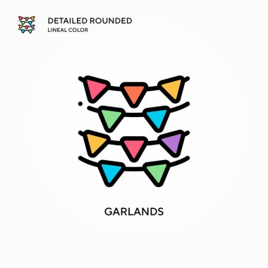 Çelenk vektör simgesi. Modern vektör illüstrasyon kavramları. Düzenlemesi ve kişiselleştirmesi kolay.