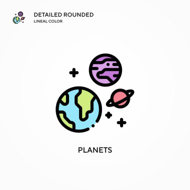 Gezegen vektör simgesi. Modern vektör illüstrasyon kavramları. Düzenlemesi ve kişiselleştirmesi kolay.