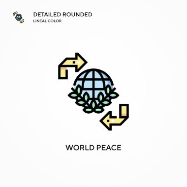 Dünya barış vektörü ikonu. Modern vektör illüstrasyon kavramları. Düzenlemesi ve kişiselleştirmesi kolay.
