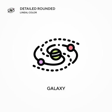 Galaksi vektör simgesi. Modern vektör illüstrasyon kavramları. Düzenlemesi ve kişiselleştirmesi kolay.