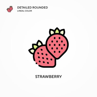 Çilek vektör simgesi. Modern vektör illüstrasyon kavramları. Düzenlemesi ve kişiselleştirmesi kolay.