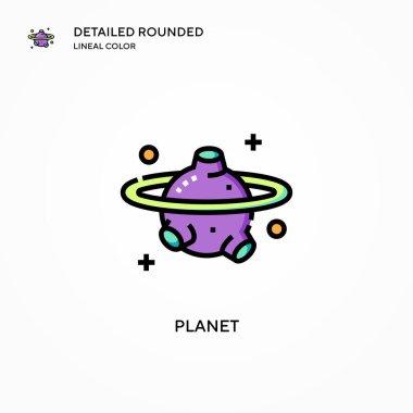 Gezegen vektör simgesi. Modern vektör illüstrasyon kavramları. Düzenlemesi ve kişiselleştirmesi kolay.